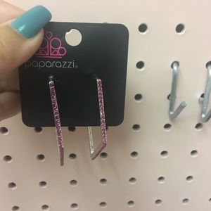 Diamond shaped pink diamond hoop earrings